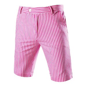 Lars Amadeus Men's Summer Stripe Slim Fit Flat Front Chino Shorts - 1 of 4