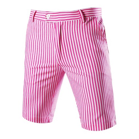 Lars Amadeus Men's Summer Shorts Stripe Slim Fit Flat Front Seersucker Chino  Short Pants Fuchsia 30 : Target