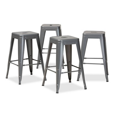 4pc Horton Metal Stackable Counter Stool Set - Baxton Studio