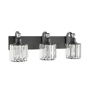 Crystal Matte Black Bathroom Vanity Light Modern Bathroom Vanity Light Fixtures Over Mirror Bath Wall Lighting, e26 Base - 1 of 4