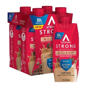 Atkins Strong 30g High Protein Shakes - Café Latte - 11 fl oz/4pk - 1 of 4