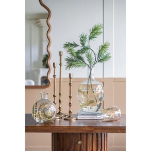 4.5x15.5" Slender Aluminum Taper Candle Holder with Bead Accents, Bronze - 1 of 4