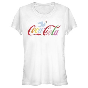 Juniors Womens Coca Cola Unity Rainbow Dove Logo T-Shirt - 1 of 4