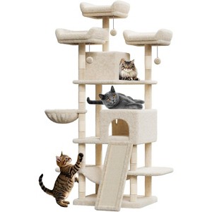 68.5-Inch Large Cat Tree for Indoor Cats, Heavy Duty Multi-Level Cat Tower, Plush Perches, Sisal Scratching Posts, Hammocks, Basket & Dangling Toys - 1 of 4