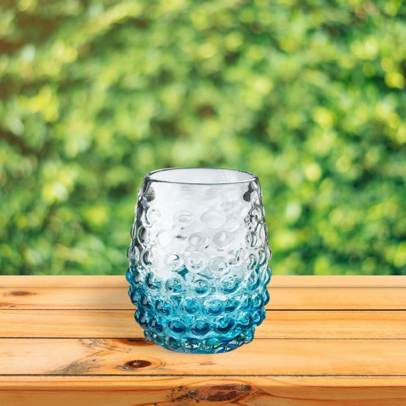 Amici Home Catalina Double Old-Fashioned Glass, Artisan Handmade Mexican Recycled Glass, Vibrant Color Bubbled Design, 14-Ounce, Set of 4, 3 of 6