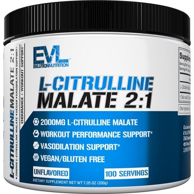 Evlution Nutrition L-Citrulline Malate - Vasoldilation Support - 100 Servings