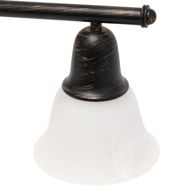 3 Light Metal and Alabaster White Glass Shade Vanity Wall Light Fixture with Metal Accents - Lalia Home, 4 of 10