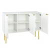 NicBex 4-Doors/3-Doors Modern Sideboard,Kitchen Storage Cabinets with Metal handles,Legs and Adjustable Shelves for Dining Room,White/Black - 3 of 4