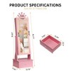Kids Jewelry Armoire Cabinet With Full-Length Mirror, 46" Freestanding Jewelry Organizer With Storage Drawers, Kids Vanity Dress Up Jewelry Cabinet - 2 of 4