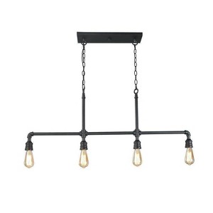 LNC Sabrina 4-Light 44" Industrial Linear Ktichen Island Pendant Lights, Black - 1 of 4