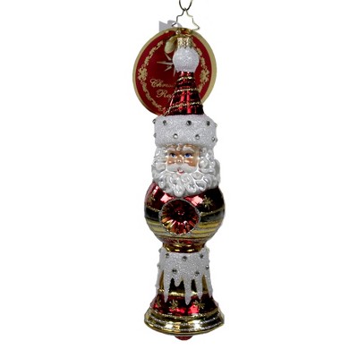 Christopher Radko 7.5" Sounds Of The Season Ornament Bell Santa Reflector  -  Tree Ornaments