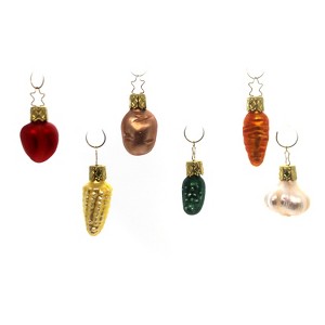 Inge Glas 2.0 Inch Veggie Platter Garlic Corn Pickle Carrot Tree Ornament Sets - 1 of 3