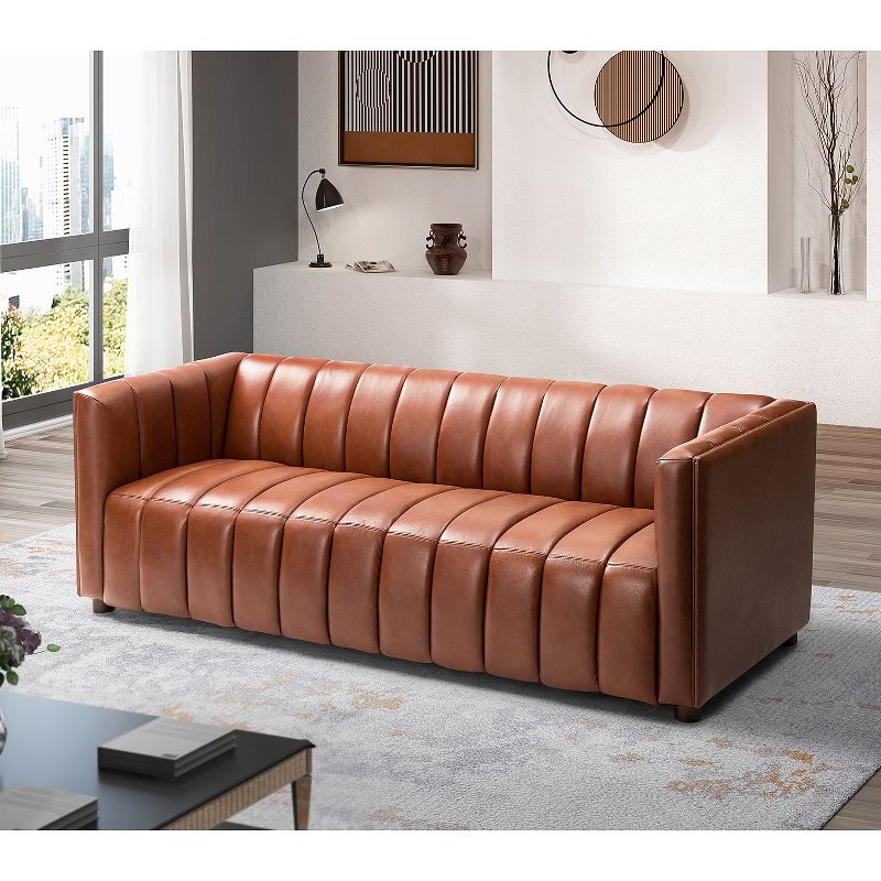 Ulysses 83" Genuine Leather Sofa with Channel-tufted | ARTFUL LIVING DESIGN, 2 of 11