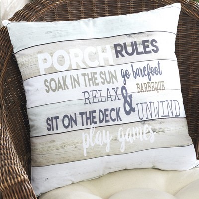 Lakeside Decorative Porch Rules 16" Throw Pillow with Driftwood Aesthetic