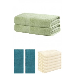 REGALWOVEN Absorbent Solid Bath Hand Face Cloths Cotton Towels 3 Piece Sets - 1 of 4