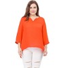 Agnes Orinda Women's Plus Size Sheer 3/4 Sleeve Flowy Split V Neck Blouses - 4 of 4