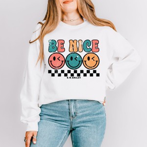 Simply Sage Market S.W.Smiley Be Nice Smiley Face Sweatshirt - 1 of 4