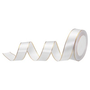 Unique Bargains Double Face Wide Satin Ribbon with Gold Edges for Wedding Bouquet - 1 of 4