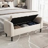 Storage Ottoman Bench, Entryway Shoe Bench, Upholstered End-of-Bed Storage Chest, Storage Stool with Rolled Armrests & Wood Legs for Hallway - 4 of 4