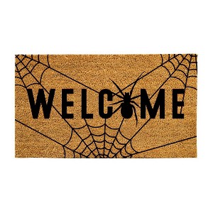 Evergreen 16 x 28 Inches Welcome Door Mat | Non-Slip Rubber Backing | Dirt catching Natural Coir | Indoor and Outdoor Home Decor - 1 of 4