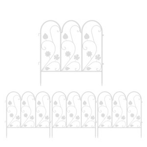 5 Panels Decorative Garden Fence Metal Wrought Iron Railings Fencing Outdoor Rustproof Landscape Border Animal Barrier - 1 of 4