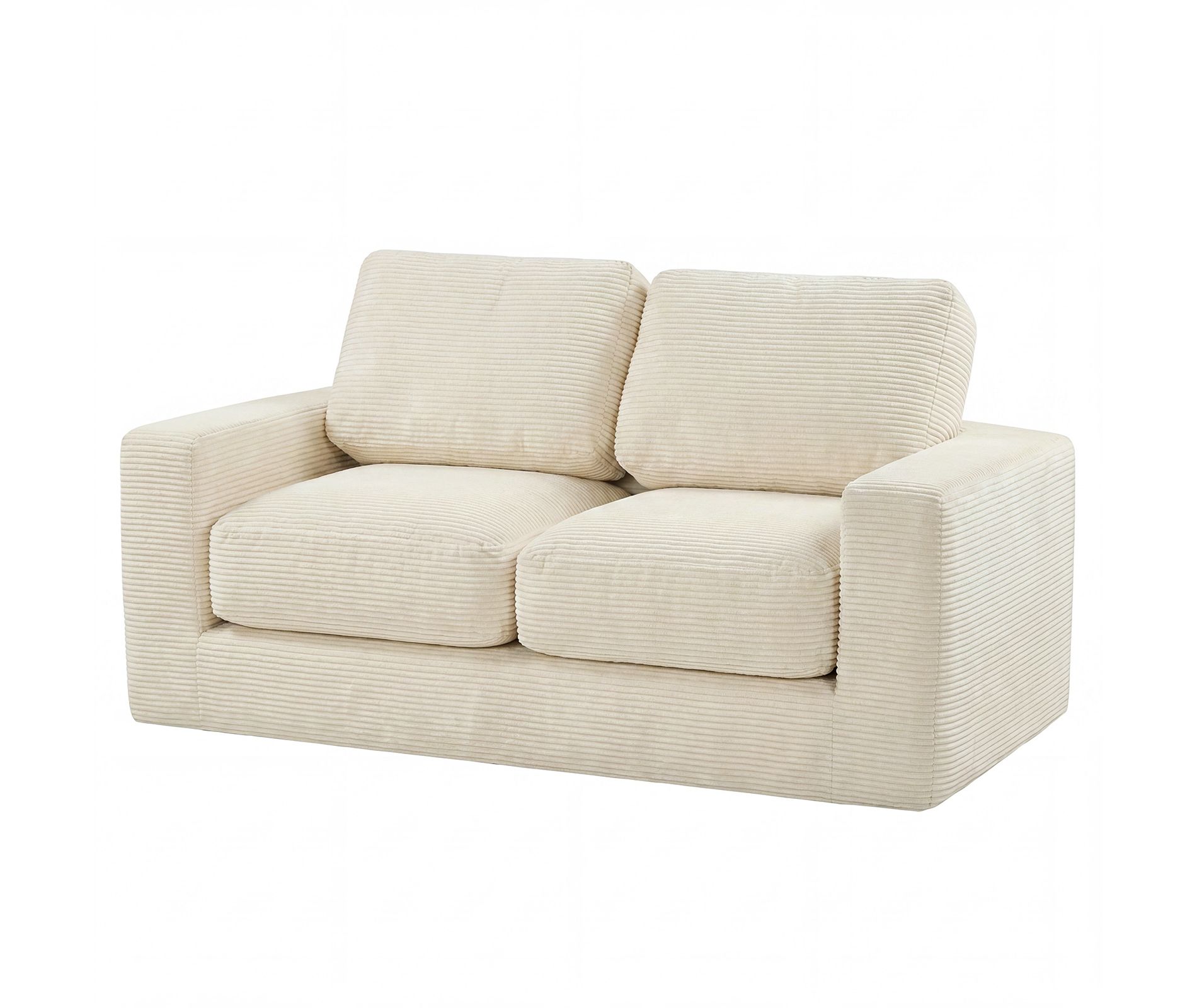 Costway Floor Couch, Loveseat Foam Sofa with Removable Corduroy Cover, Back & Seat Cushions Beige/Black/Gray/Pink
