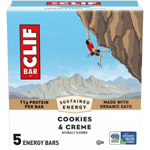 CLIF Bar Cookies & Crème Granola Protein Bar Made with Organic Oats - 11g Protein - 12oz/5pk - 1 of 4