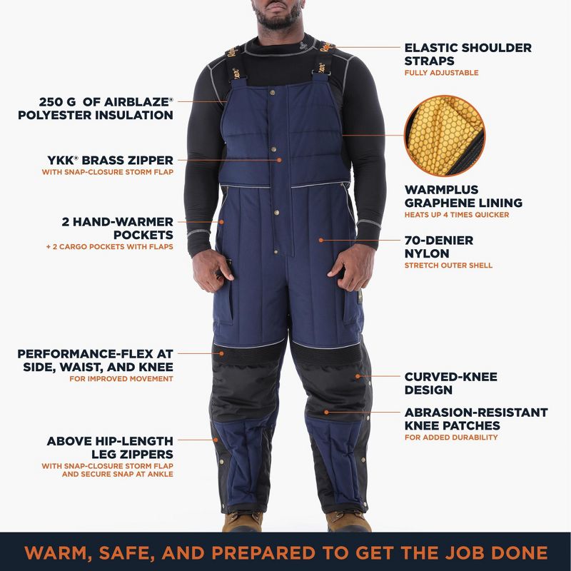 RefrigiWear 54 Gold Water-Resistant Insulated Bib Overalls, 4 of 8