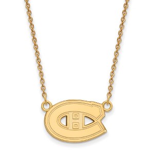 Black Bow Jewelry 14k Yellow Gold Plated Sterling Silver Montreal Canadiens NHL Necklace 18 Inch - 1 of 4