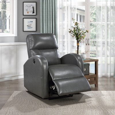 Faux Leather Power Recliner Chair 1pc, Modern Contemporary, Solid Wood Frame, One-Touch Adjustable Power Motion