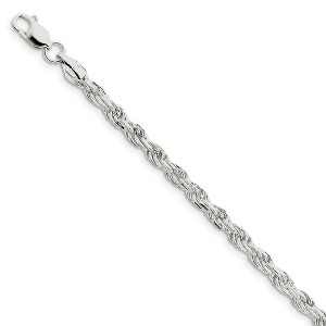 Black Bow Jewelry 4.6mm, Sterling Silver Diamond Cut Solid Rope Chain Bracelet - 1 of 4