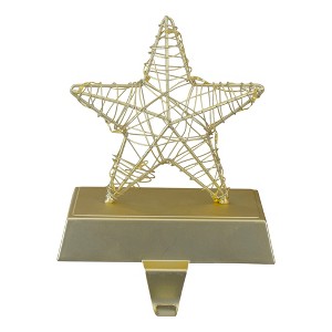 Northlight 7" LED Lighted Gold Wired Star Christmas Stocking Holder - 1 of 4