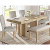 Farmhouse Dining Set for 6 People, Extendable Dining Table with Removable Leaf, Rubberwood Frame Chairs with Polyester Cushion-Coolbibila - 3 of 4