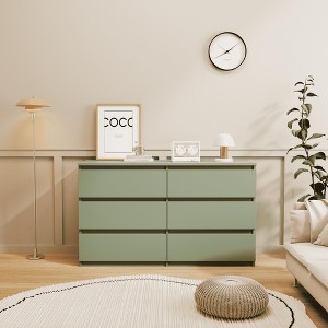 MAYEERTY Green Large 6 Drawers Chest of Drawer Dressers Table with Golden Handle - 1 of 4