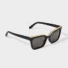 Women's Rectangle Metal Brow Bar Sunglasses - A New Day™ Black - 2 of 2