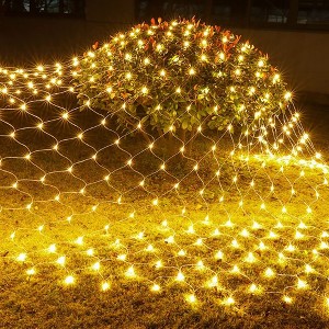 Dazzle Bright 12FT x 5 FT Christmas 360 LED Net Lights Clear Wire with 8 Modes Christmas Decorations Warm White - 1 of 4