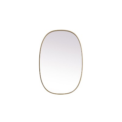 Elegant Lighting Metal Frame Oval Mirror 27x40 Inch in Brass