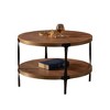 Homy Casa Round Coffee Table with Storage Shelf and Metal Frame for Living Room or Lounge, Brown - 2 of 4