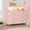 Garvee Wood Dresser for Bedroom - 6 Drawer Dresser with LED Lights & Charging Station, Entryway - 2 of 4