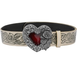 INSPIRE CHIC Women's Retro Goth Love Heart Embossed Punk Y2K Western Waist Belts - 1 of 4