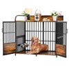 ELJGET Dog Crate Furniture with 2 Adjustable Bowls, Wooden Kennel Table with Double Doors, Indoor Dog House, Rustic Brown - 2 of 4