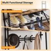 EcoSummer Coat Rack Hall Tree 70×25.2×11.4 Inches Entryway Bench with Shoe Storage, Steel Frame with 5 Hooks, Brown. - 4 of 4