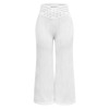 Coolmee Women's Solid Casual Hollow Mesh High Waisted Wide Leg Pants Elastic Waist Loose Pants - 3 of 4