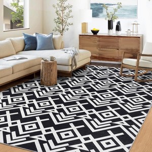 Geometric Washable Area Rugs Stain Resistant Non-Slip Large Carpet for Living Room, Bedroom, Dining Room, Kitchen Nursery - 1 of 4