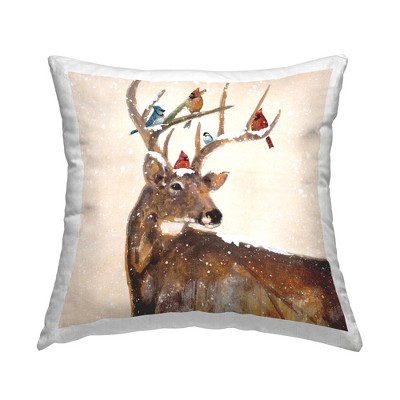 Stupell Industries Snowy Birds Perched Reindeer Antlers