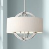 Possini Euro Design Brushed Nickel Drum Pendant Chandelier 21" Wide Modern Oatmeal Linen Shade 4-Light Fixture for Dining Room - 2 of 4