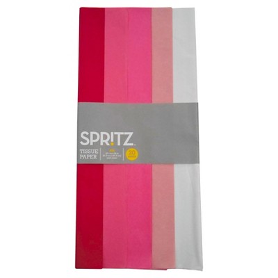 20ct Striped Banded Tissue Paper Pink - Spritz™: Gift Bag Tissue, All Occasions, 16.5" x 24", 20 Pack