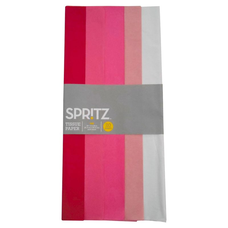 20ct Striped Banded Tissue Paper Pink -  Spritz&#8482;, 1 of 2