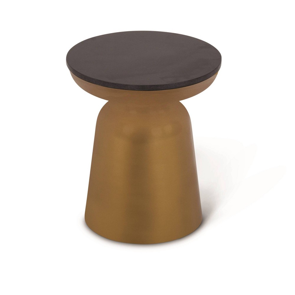 Photos - Coffee Table Jovana Round End Table Brass and Granite - Steve Silver Co.: Modern Side T