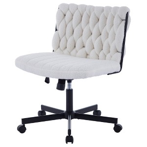COZONY Cross Leg Desk Chair with Wheels, Wide Seat Armless Swivel Office Chair, Modern Vanity Makeup Chair, Comfy Computer Task Chair for Home Office - 1 of 4